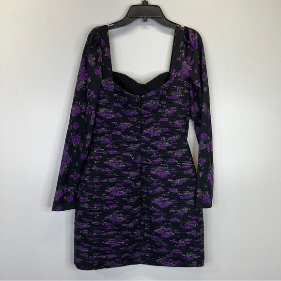 AMUR Giulia Floral fitted Mini dress black purple - 2 - Picture 8 of 12